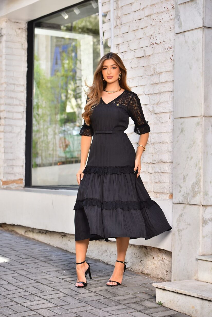 Vestido Max Midi Malha Creponada 468 - Image 4